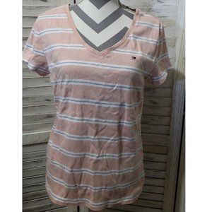 Tommy Hilfiger V-neck short sleeve stripe t-shirt (602) 🦄